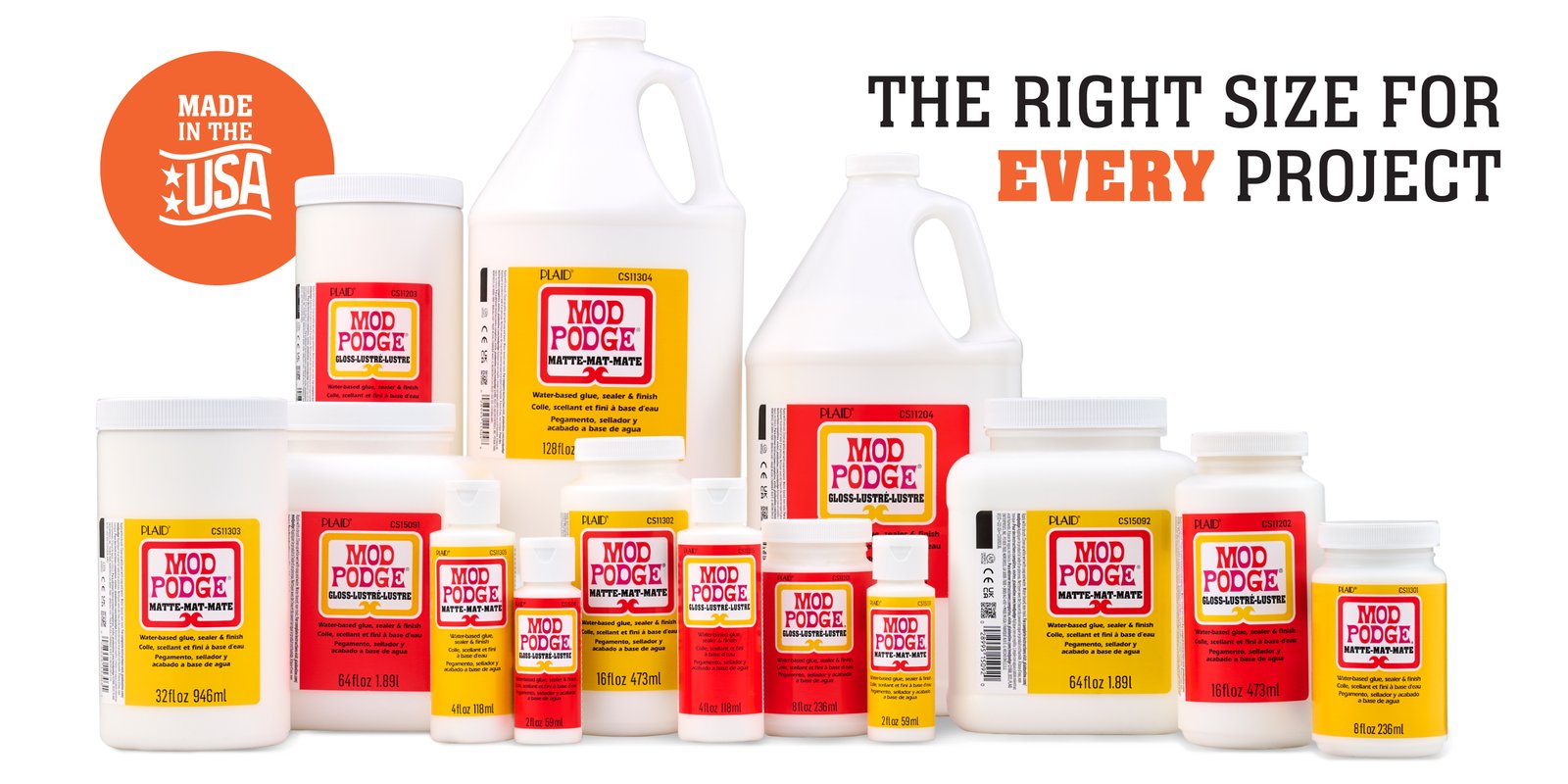 The right size for every project — Mod Podge bottle sizes